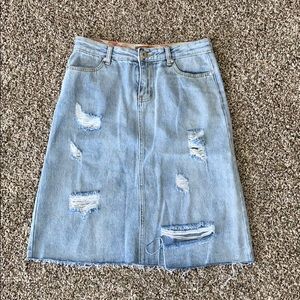 Midi length jean skirt